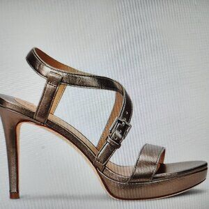 Ralph Lauren Leather " Kerri" Gold Sheep Nappa Heeled Sandals. NIB. Size various